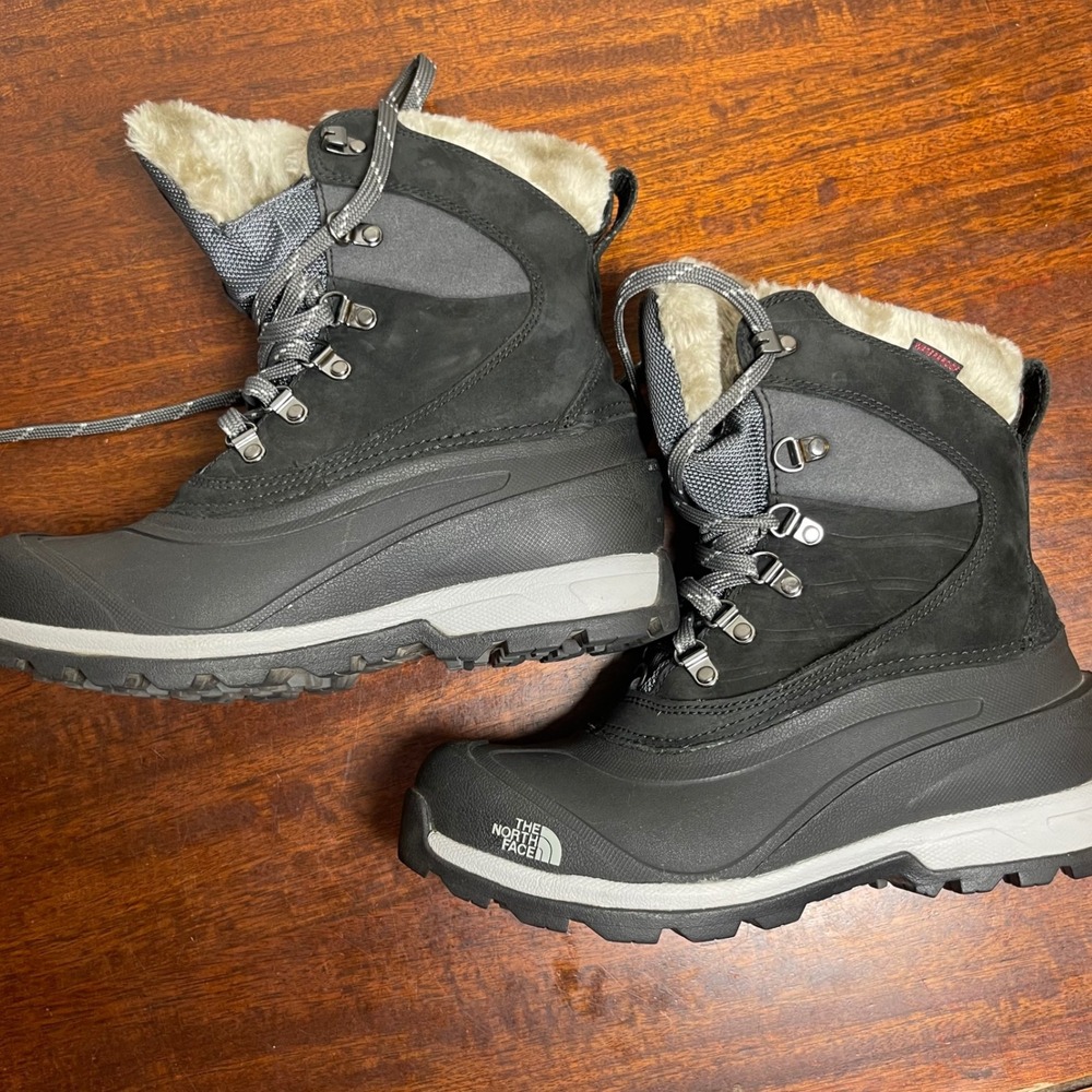 The North Face Waterproof Snow Boots Women's US 7 Black Faux Fur Lined Winter - Picture 4 of 16
